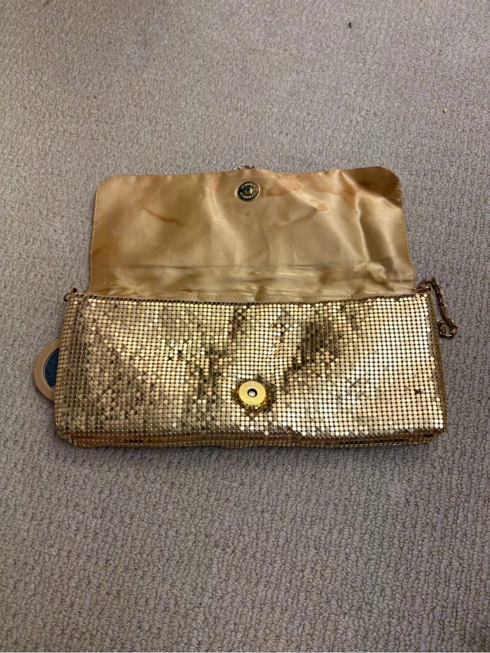 Valerie Stevens Gold Sequin Satin Interior Handbag